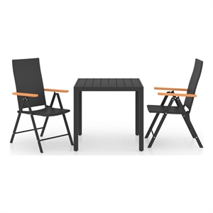 vidaXL PE Rattan/Aluminum Small Dining Set in Black/Brown