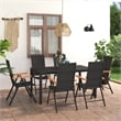 vidaXL 7 Piece Aluminum/PE Rattan Dining Set in Black/Brown