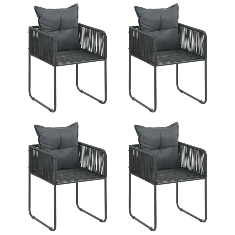 vidaXL PVC Rattan/Glass/Powder-Coated Steel Medium Dining Set in Black