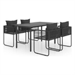 vidaXL 5 Piece PVC Rattan Foldable Dining Set in Black