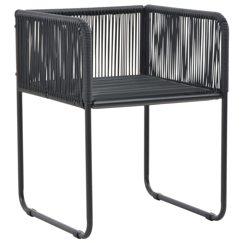 vidaXL PVC Rattan Foldable Garden Dining Set in Black