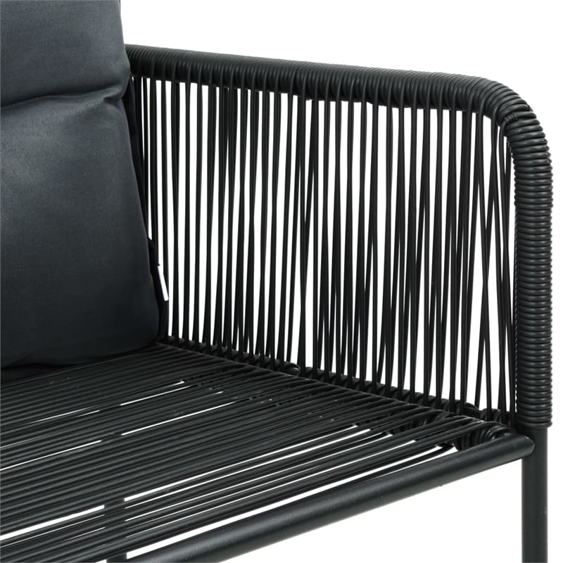 vidaXL PVC Rattan Foldable Garden Dining Set in Black