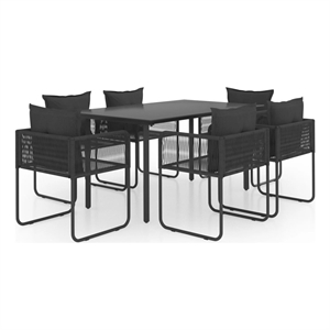 vidaXL PVC Rattan Foldable Garden Dining Set in Black