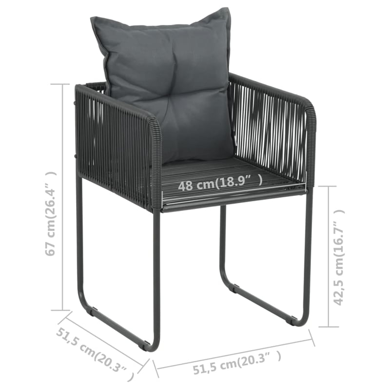 vidaXL Dining Set in Black/Dark Gray