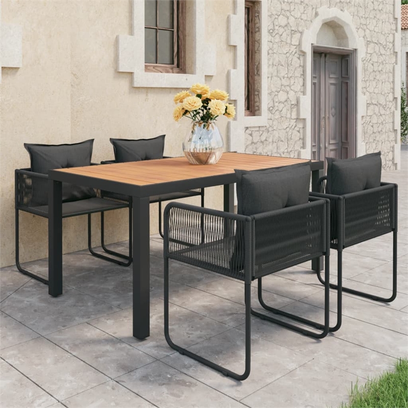 vidaXL Dining Set in Black/Brown