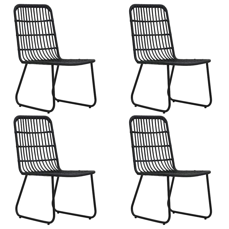 vidaXL Poly Rattan/Powder-Coated Steel/Glass Dining Set in Black