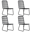 vidaXL Poly Rattan/Powder-Coated Steel/Glass Dining Set in Black