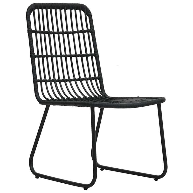 vidaXL Poly Rattan/Powder-Coated Steel/Glass Dining Set in Black