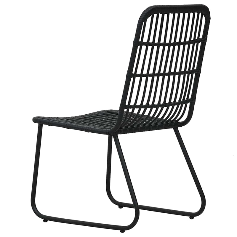 vidaXL Poly Rattan/Powder-Coated Steel/Glass Dining Set in Black