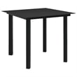 vidaXL Poly Rattan/Powder-Coated Steel/Glass Dining Set in Black