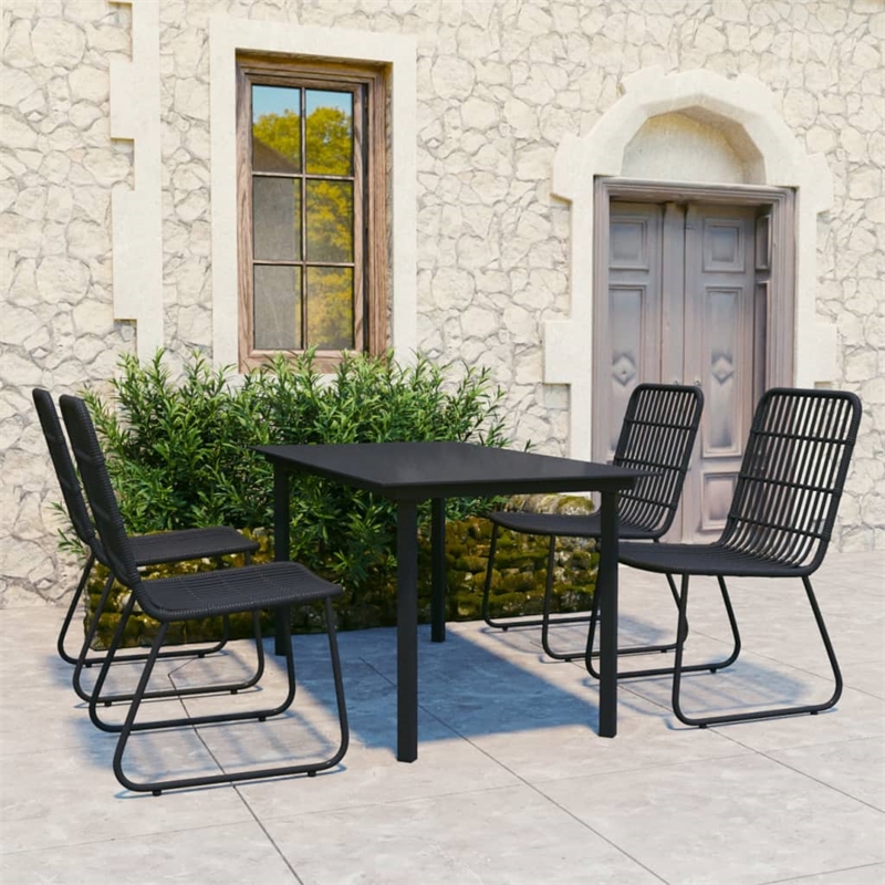 vidaXL Poly Rattan 5-Piece Stackable Dining Set in Black
