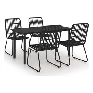 vidaXL Poly Rattan 5-Piece Stackable Dining Set in Black