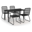 vidaXL Poly Rattan 5-Piece Stackable Dining Set in Black