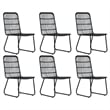 vidaXL Poly Rattan/Powder-Coated Steel/Glass Dining Set in Black