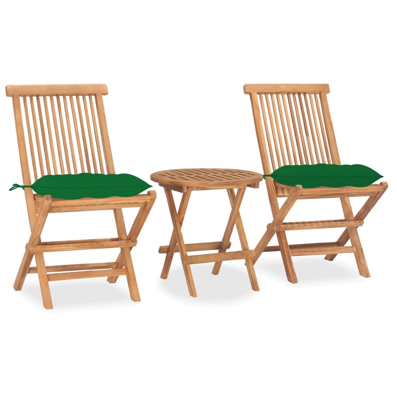 vidaXL Standard Patio Dining Set in Teak Wood - Set Of 2