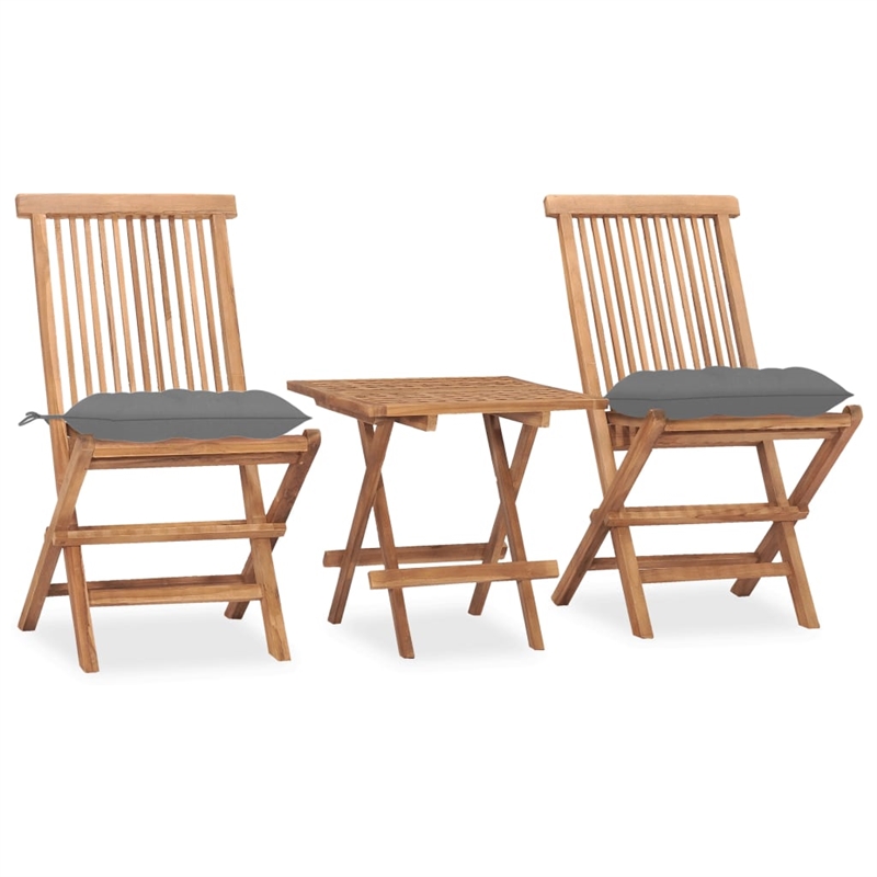 vidaXL Fine Sanded Teak Hardwood/Polyester Outdoor Dining Set Gray