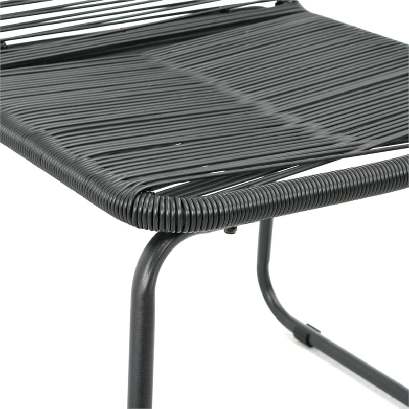 vidaXL PVC Rattan Compact Lightweight Dining Set in Black