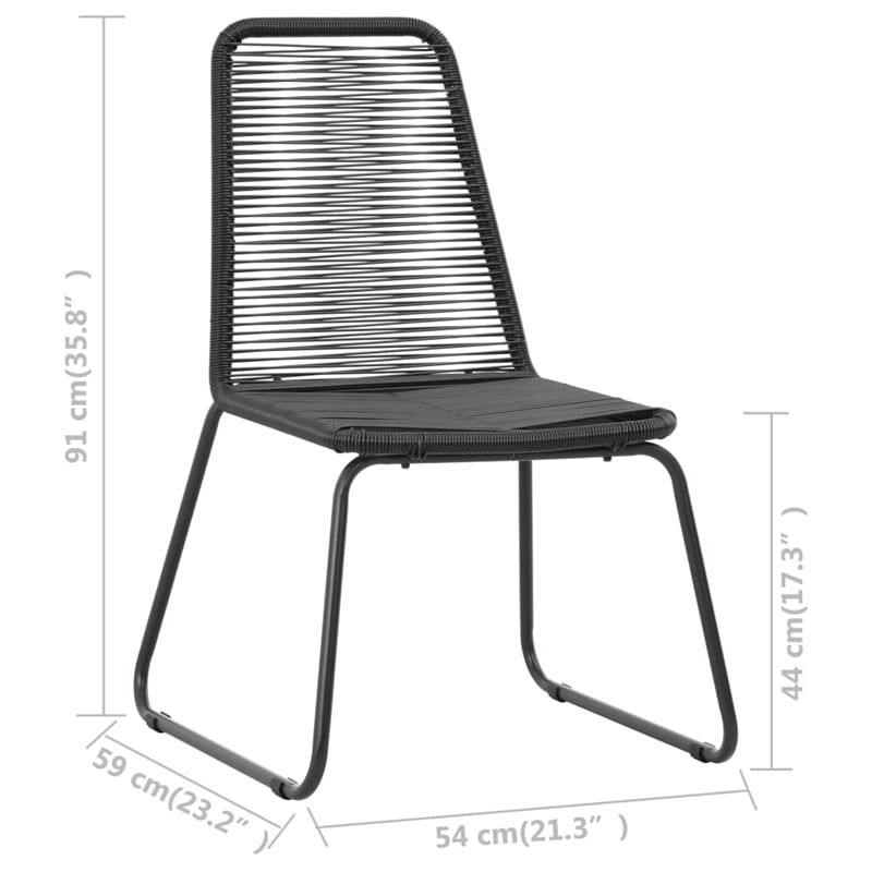 vidaXL PVC Rattan Compact Lightweight Dining Set in Black