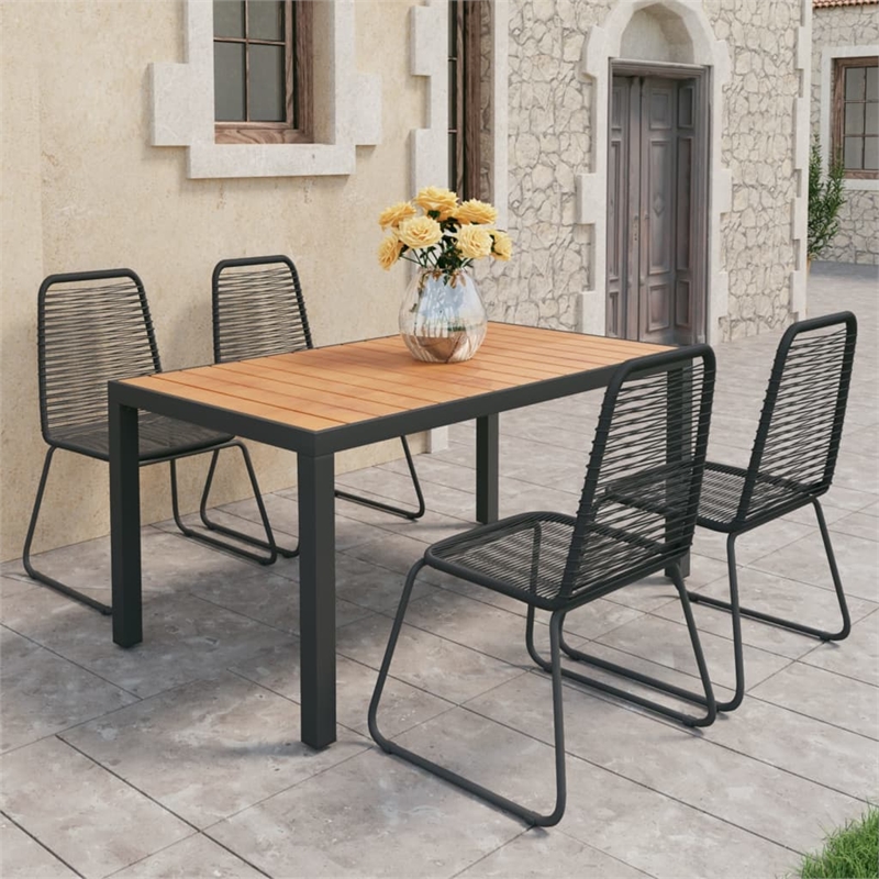 vidaXL Dining Set in Black/Brown