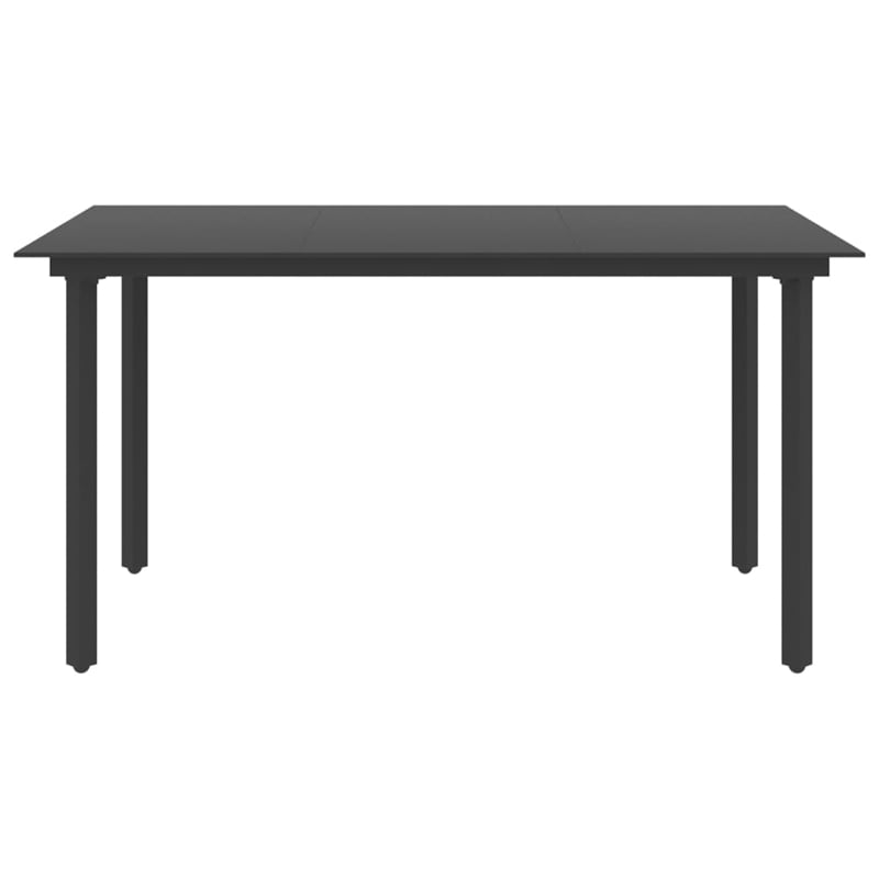 vidaXL 5 Piece PVC Rattan/Powder-Coated Steel/Glass Dining Set in Black