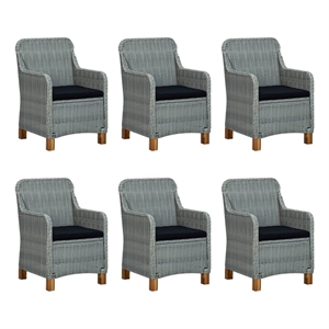 vidaXL Large Round PE Rattan Patio Dining Set in Light Gray