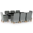 vidaXL 9 Piece Garden Outdoor Dining Set in Dark Gray