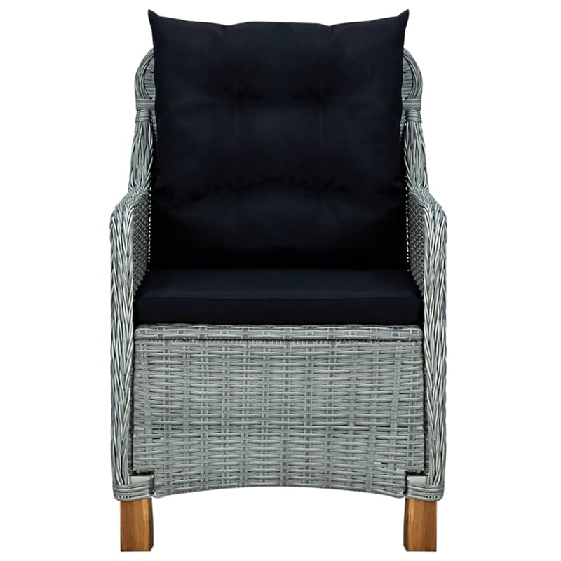 vidaXL Outdoor Dining Set in Light Gray and Black Round PE Rattan