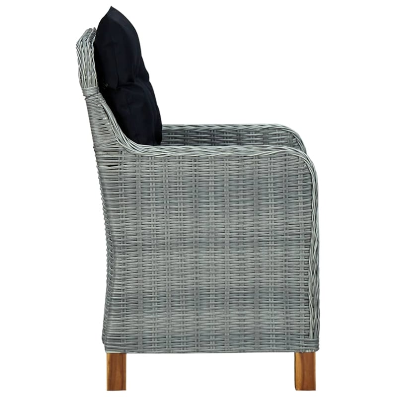 vidaXL Outdoor Dining Set in Light Gray and Black Round PE Rattan