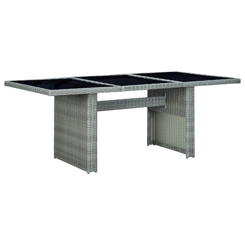 vidaXL Outdoor Dining Set in Light Gray and Black Round PE Rattan