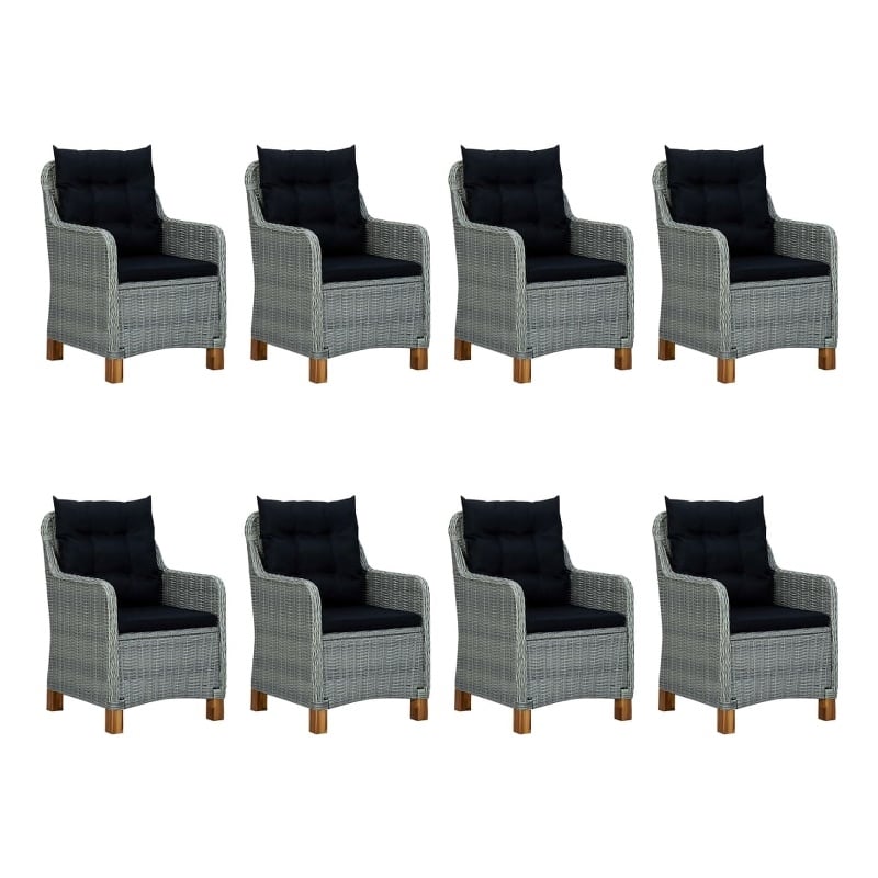 vidaXL Outdoor Dining Set in Light Gray and Black Round PE Rattan