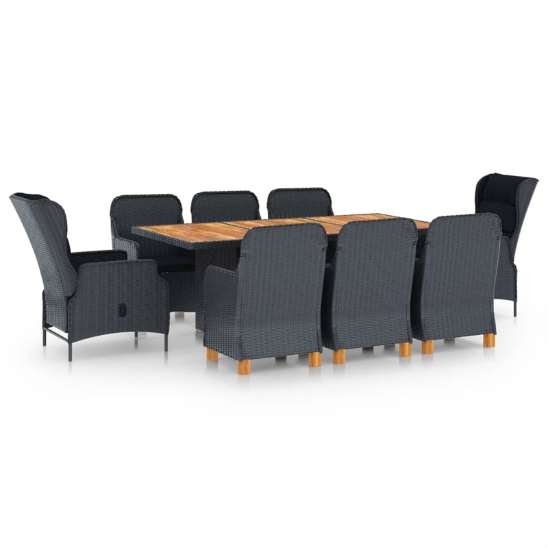 vidaXL 9 Piece Garden Outdoor Dining Set in Dark Gray