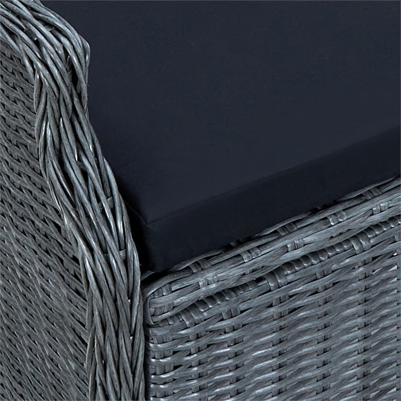 vidaXL Outdoor Dining Set in Dark Gray Poly Rattan Large Outdoor Dining Set