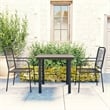 vidaXL Powder-Coated Steel/Glass/Cotton Rope Garden Dining Set in Black
