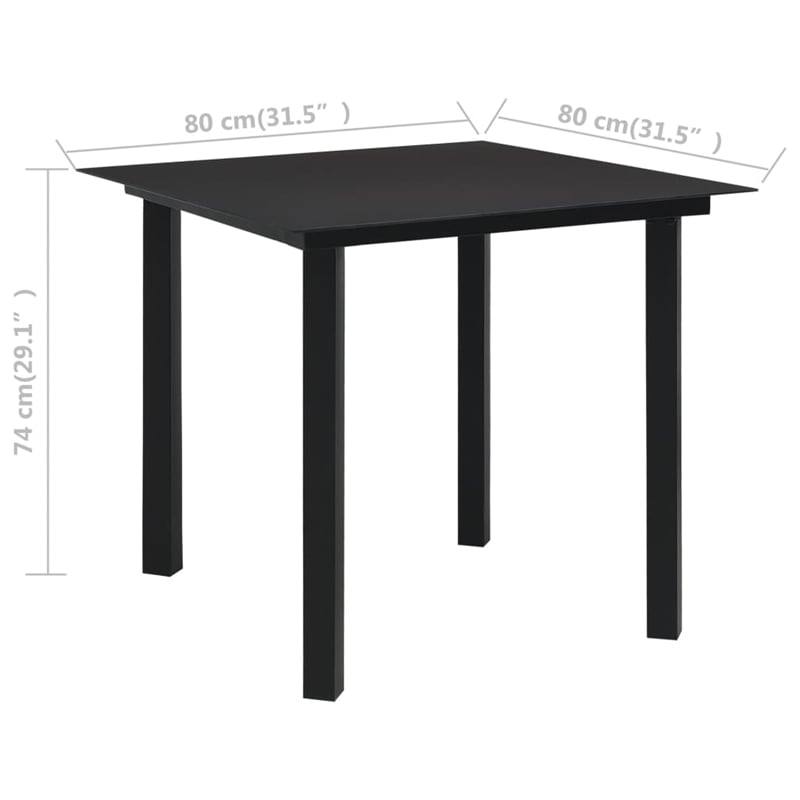 vidaXL Powder-Coated Steel/Glass/Cotton Rope Garden Dining Set in Black