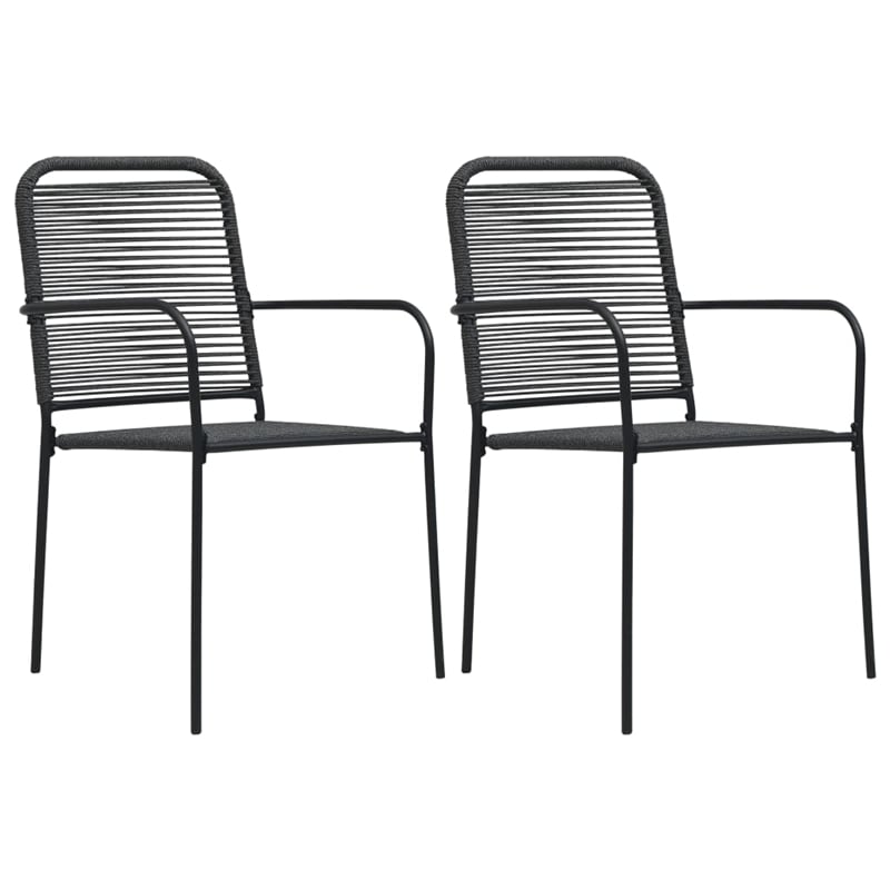 vidaXL Powder-Coated Steel/Glass/Cotton Rope Garden Dining Set in Black