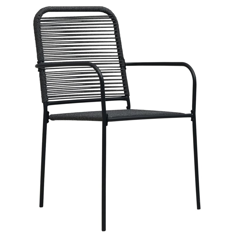 vidaXL Powder-Coated Steel/Glass/Cotton Rope Garden Dining Set in Black