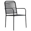 vidaXL Powder-Coated Steel/Glass/Cotton Rope Garden Dining Set in Black