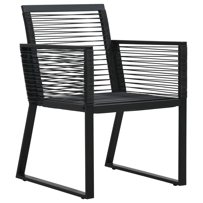 vidaXL PVC Rattan/Powder-Coated Steel/Glass Set Dining Set in Black