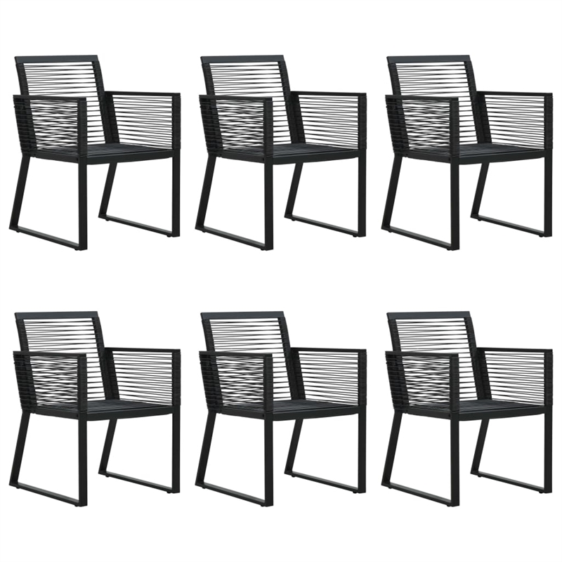 vidaXL PVC Rattan/Powder-Coated Steel/Glass Dining Set in Black