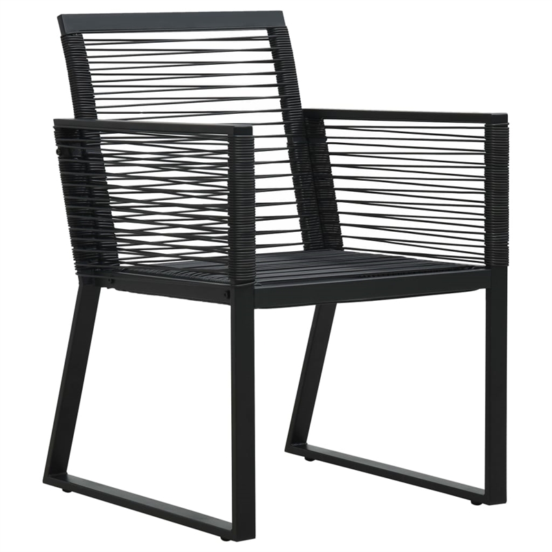 vidaXL PVC Rattan/Powder-Coated Steel/Glass Dining Set in Black