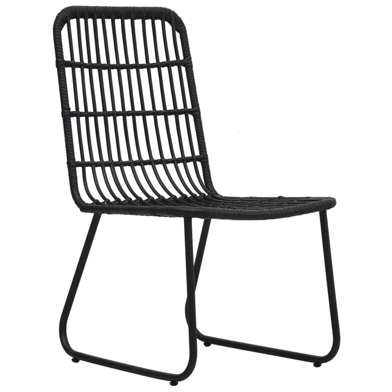 vidaXL Poly Rattan/Powder-Coated Steel/Glass Dining Set in Black