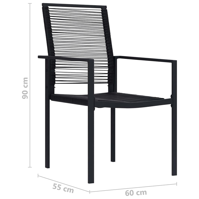 vidaXL 3 Piece Powder-Coated Steel Dining Set in Black