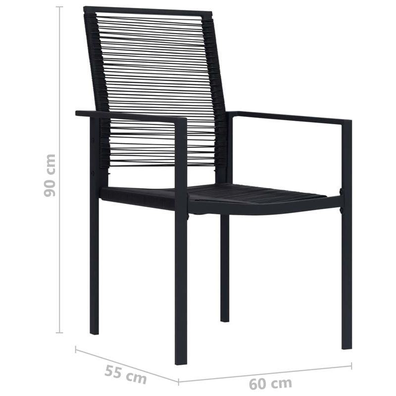 vidaXL Dining Set in Black Glass/Powder-Coated Steel/PVC Hollow Rattan