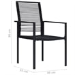 vidaXL Dining Set in Black Glass/Powder-Coated Steel/PVC Hollow Rattan