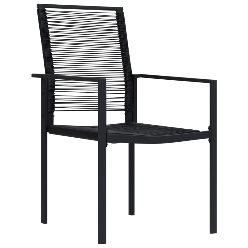 vidaXL Dining Set in Black Glass/Powder-Coated Steel/PVC Hollow Rattan