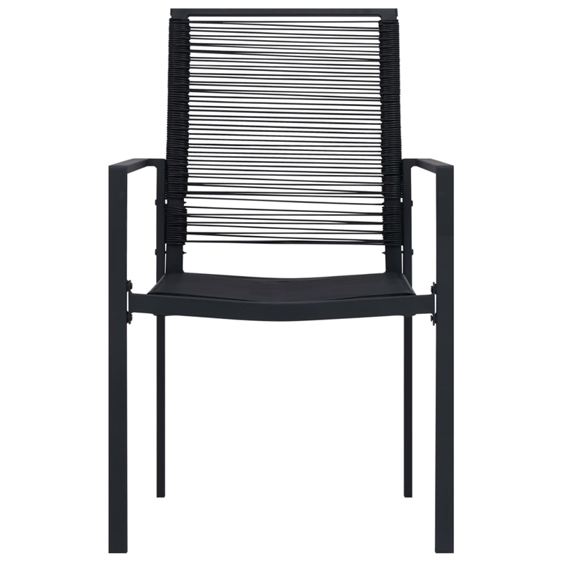 vidaXL Dining Set in Black Glass/Powder-Coated Steel/PVC Hollow Rattan