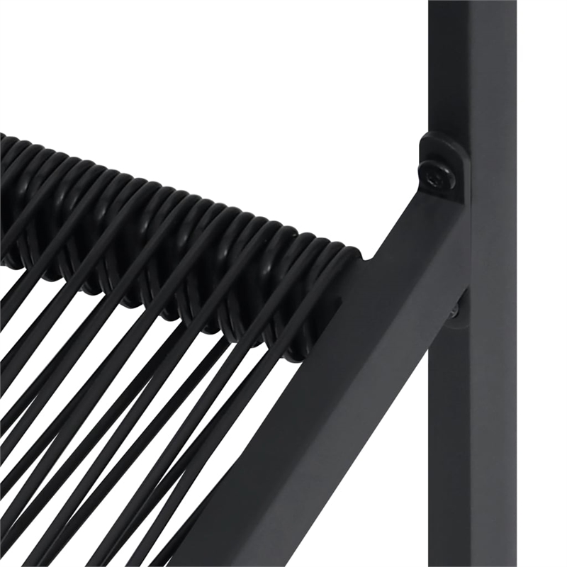 vidaXL Dining Set in Black Glass/Powder-Coated Steel/PVC Hollow Rattan