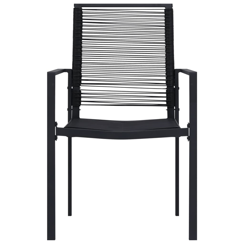 vidaXL Powder-Coated Steel/PVC Hollow Rattan/Glass Dining Set in Black