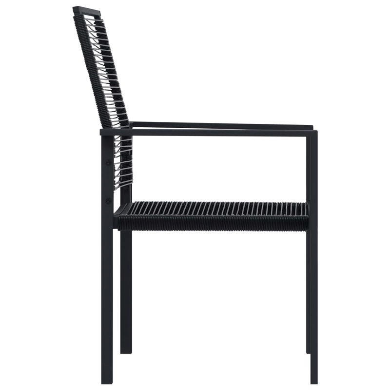 vidaXL Powder-Coated Steel/PVC Hollow Rattan/Glass Dining Set in Black