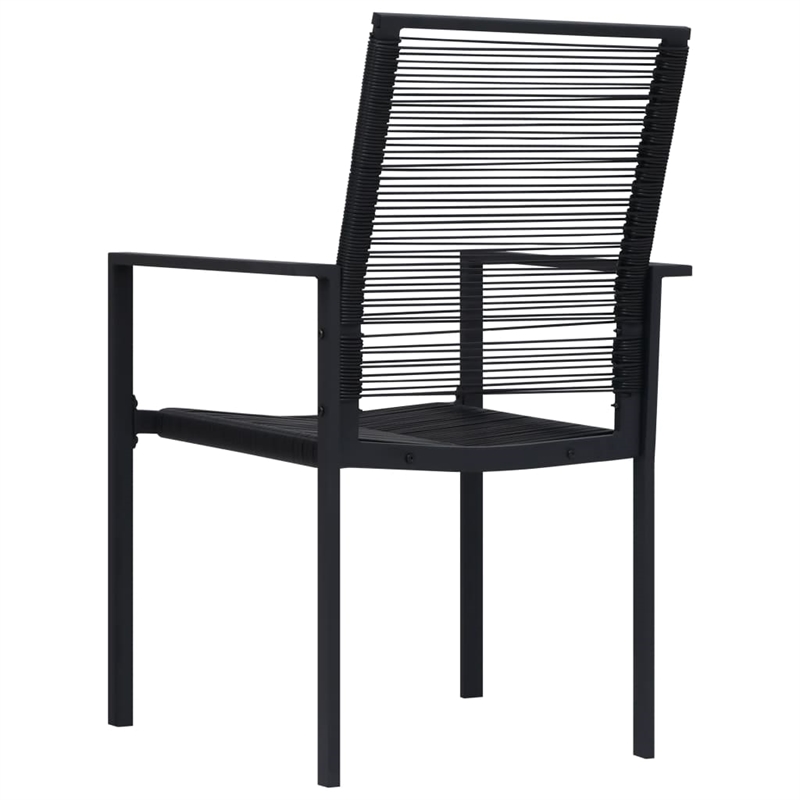 vidaXL Powder-Coated Steel/PVC Hollow Rattan/Glass Dining Set in Black